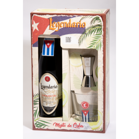 Legendario Elixir De Cuba díszdoboz, pohár+mérce 34% (0,7l)